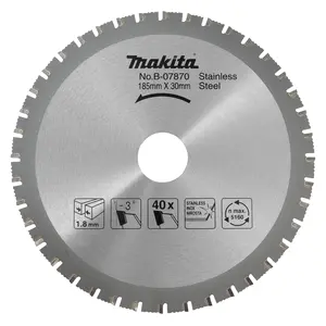 Makita B-07870 Circular Saw Blades, Specialized T.C.T., 185 x 30 mm, 40 T