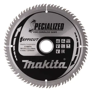 Makita E-08919 Circular Saw Blade, Efficut, T.C.T, 216x30mm, 80T