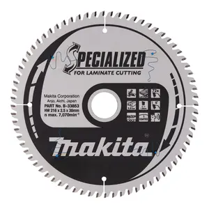 Makita B-33853 Circular saw blade, Specialized T.C.T, 216 x 30 mm, 72 T