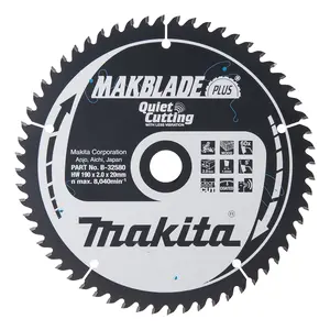 Makita B-32580 Circular Saw Blade, MakBlade Plus, TCT, 190x20mm, 60T