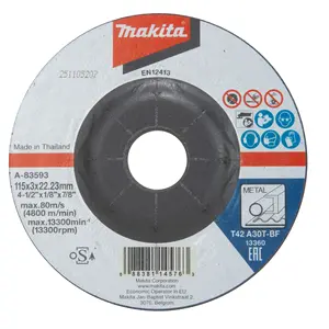 Makita A-83593 Cut-Off Wheel 115 x 3,0 x 22,23 mm, A30T