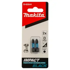 Makita B-63644 Screw bit Impact Black, PZ2, 25 mm, 2 pcs