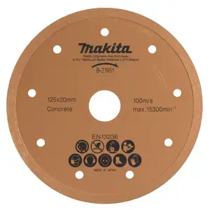 Makita B-21951 Diamond Wheel 125mm, Wet, Continuous Rim