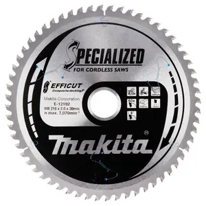 Makita E-12192 Circular Saw Blade, Efficut T.C.T, 216 x 30 mm, 60 T