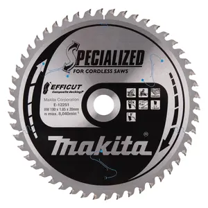 Makita E-12251 Circular Saw Blade, Efficut T.C.T, 190 x 20 mm, 50 T