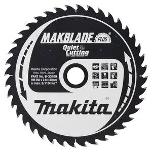 Makita B-33489 Circular Saw Blade, Makblade+ T.C.T. 250 x 30 mm, 40 T