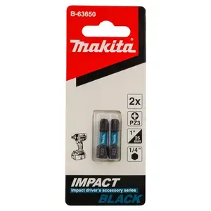 Makita B-63650 Screw bit Impact Black, PZ3, 25 mm, 2 pcs
