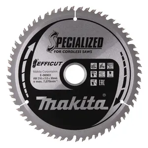 Makita E-08903 Circular Saw Blade, Efficut T.C.T, 216 x 30 mm, 60 T