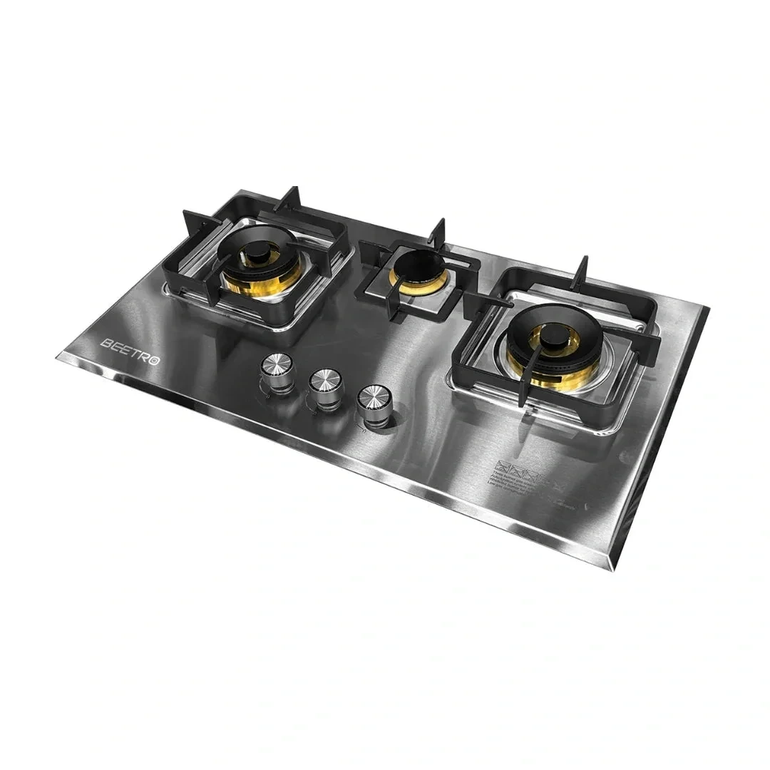 Beetro Kitchen Hob (RD-31000 Timer) 3 BRN Steel (EPS + Safety)