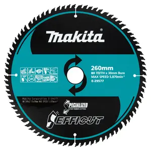 Makita E-29577 Efficut Circular Saw Blade 260x30mm, 80T