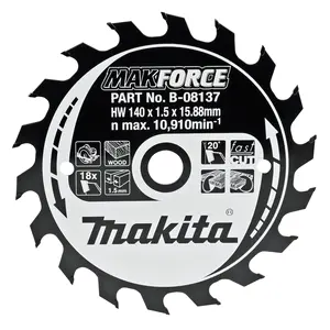 Makita B-08137 Circular saw blade, Makforce T.C.T, 140 x 15,88 mm, 18 T