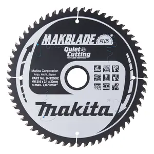 Makita B-32502 Circular Saw Blade, Makblade Plus, T.C.T, 216 x 30 mm, 60 T