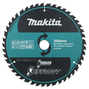 Makita E-27763 EFFICUT T.C.T. Circular Saw Blade, 260x30mm, 45T