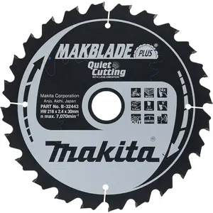 Makita B-32443 Circular Saw Blade, MakBlade Plus T.C.T, 216 x 30 mm, 24 T