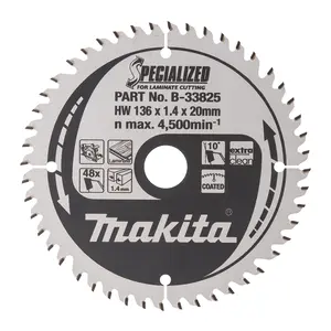 Makita B-33825 Circular saw blade, Specialized T.C.T, 136 x 20 mm, 48 T