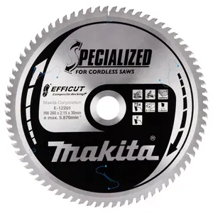 Makita E-12201 Circular Saw Blade, Efficut T.C.T, 260 x 30 mm, 75 T